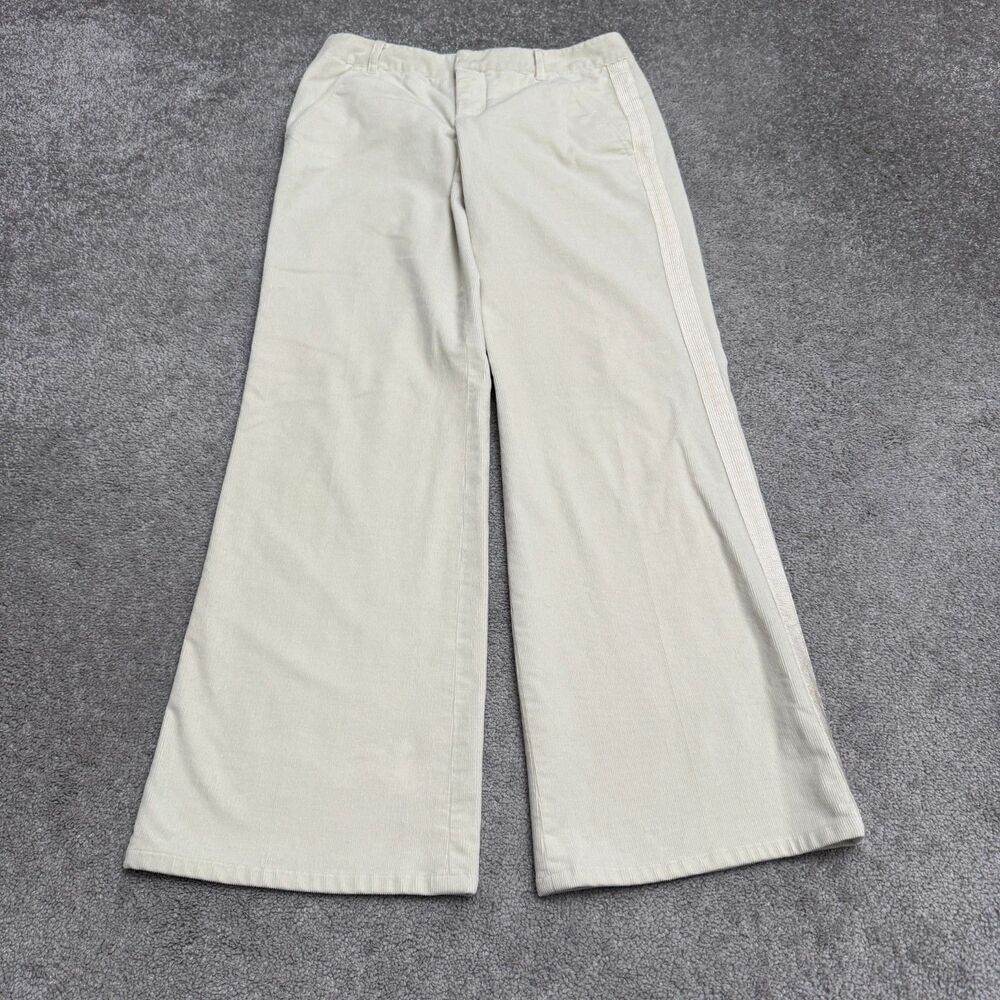Club Monaco Wide Leg Corduroy Trouser Pants Womens 2 Ivory Mid Rise Stretch
